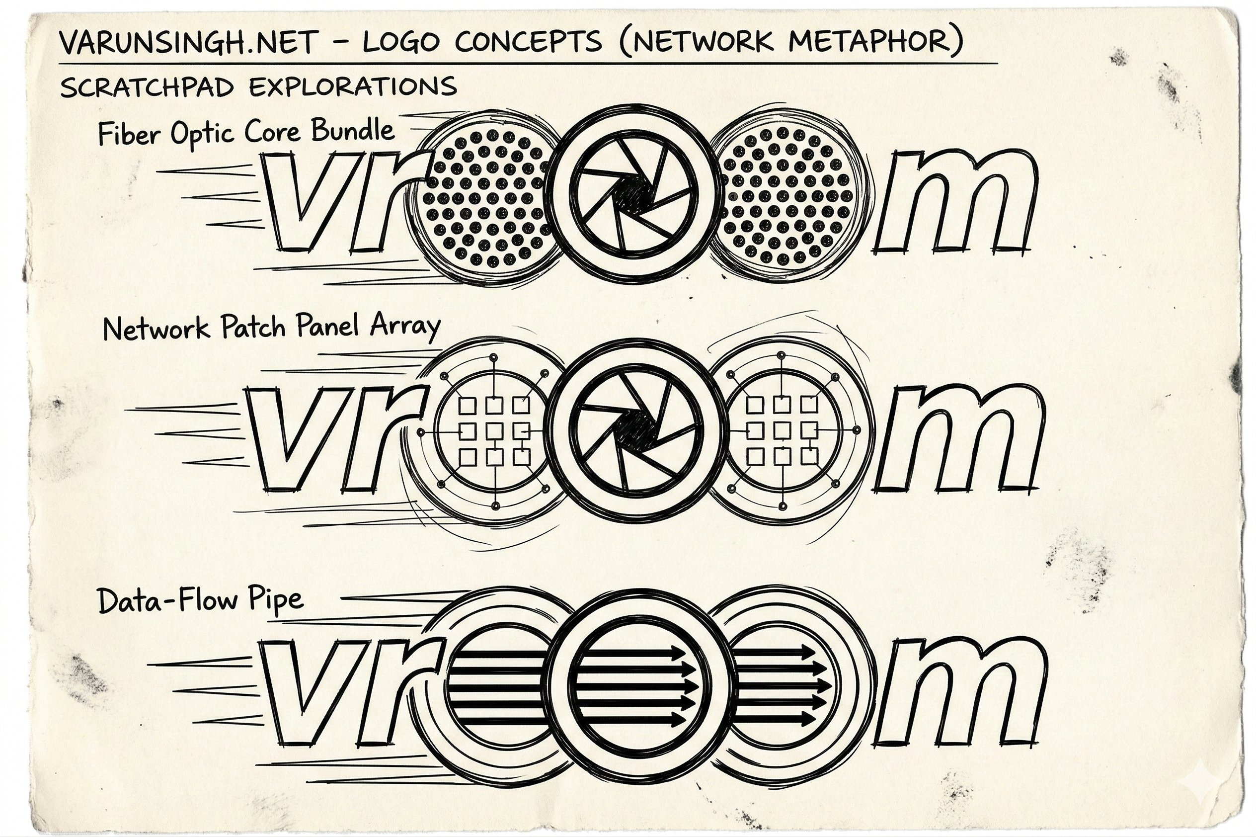 Scratchpad explorations showing three concept variants